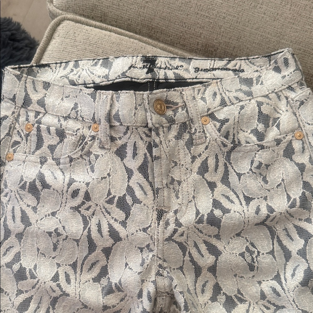 7 For All Mankind Gwenevere skinny black and cream floral pattern Jeans